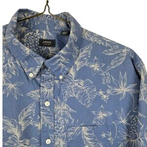 Arrow Mens Blue Tropical Pineapple Short Sleeve Button Down Shirt XL Casual